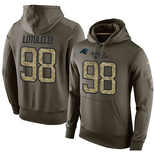 NFL Nike Carolina Panthers #98 Star Lotulelei Green Salute To Service Men's Pullover Hoodie